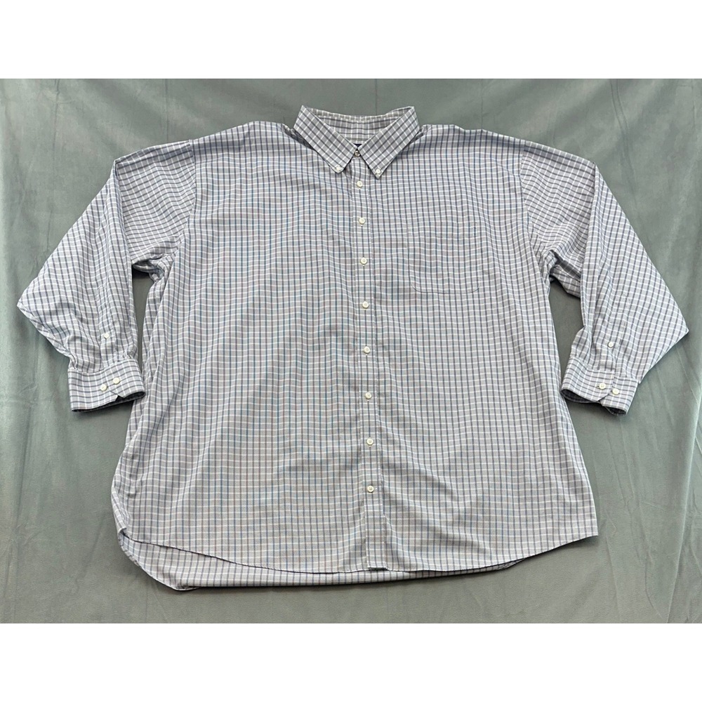 Stafford Executive Mens 20 36 37 Big Blue White Grid Non Iron Oxford Shirt